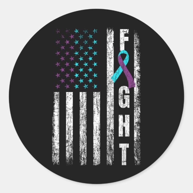 Sticker Rond Combattre le drapeau américain Bonne sensibilisati (Devant)