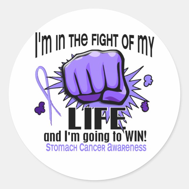 Sticker Rond Combattre Mon Vie 2 Cancer De L'Estomac (Devant)