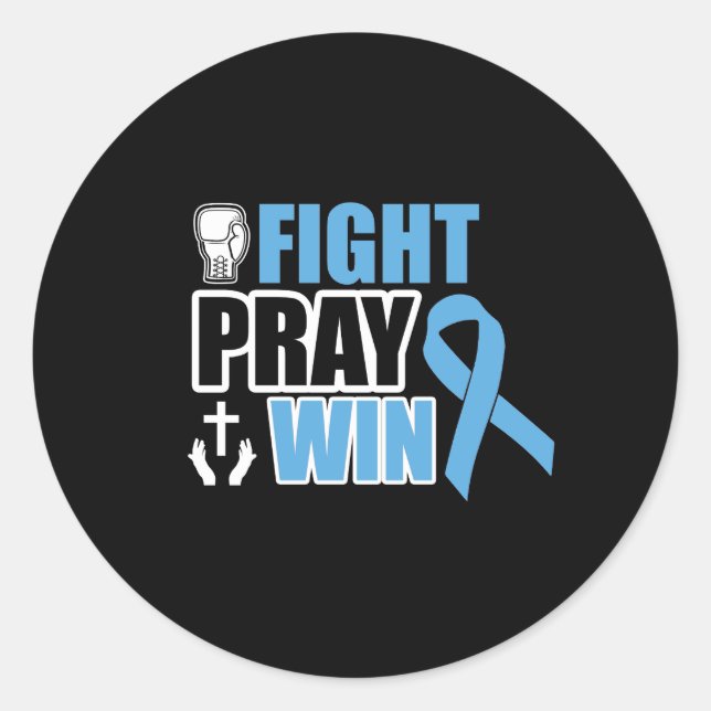 Sticker Rond Combattre Priez Gagner Cancer de la prostate (Devant)
