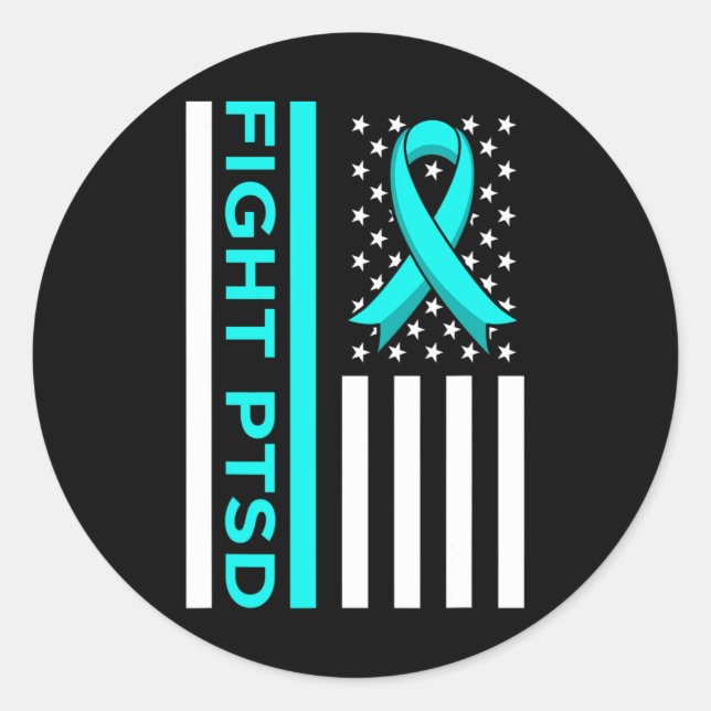 Sticker Rond Combattre Ptsd Sensibilisation Au Stress Drapeau U (Devant)