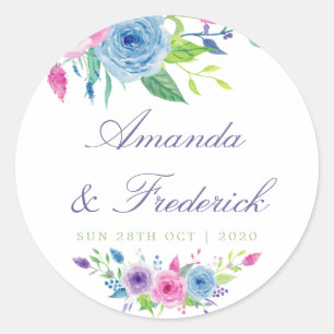Sticker Rond Combinaison de couleurs ultra violet aquarelle mar