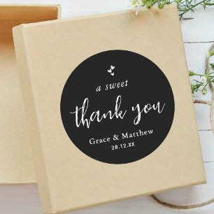 Sticker Rond Combinaison Noir Blanc Un doux Mariage de Remercie