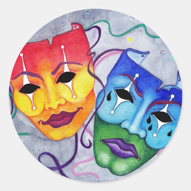 Sticker Rond Comédie et tragédie (Devant)