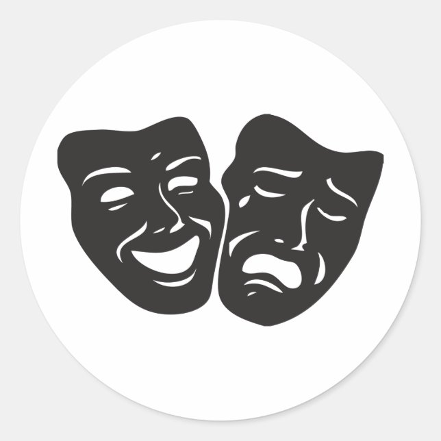 Sticker Rond Comédie Tragédie Théâtre Masques (Devant)