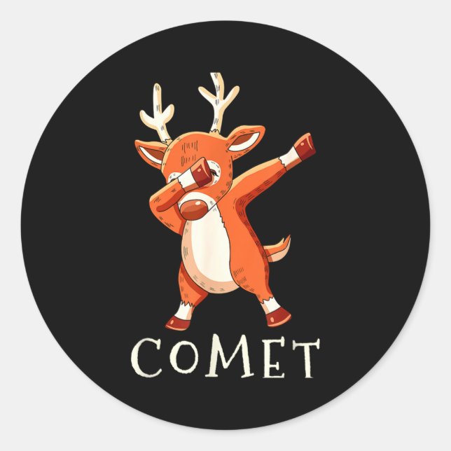 Sticker Rond Comet Santas Reindeers Family Matching Outfit Chri (Devant)