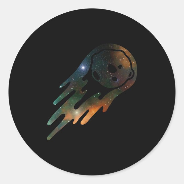 Sticker Rond Comète Astéroïde Abstraite (Devant)