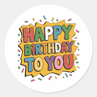 Sticker Rond Comic Burst Joyeux Anniversaire