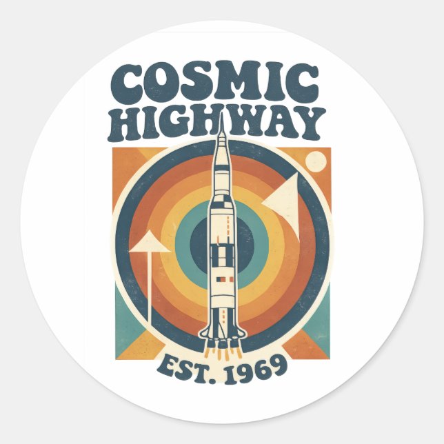 Sticker Rond Comic Highway – Fun Pop Art for Comic Fans (Devant)