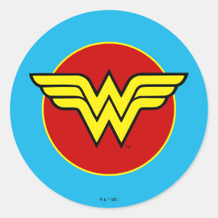 Sticker Rond Comics DC   Logo Wonder Woman   Joyeux anniversair