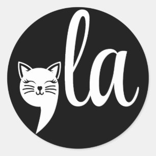 Sticker Rond Comma La Kamala Harris - maman chat pour Kamala