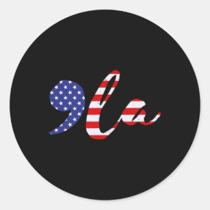 Sticker Rond Comma La Usa Drapeau Kamala Harris Pour Président