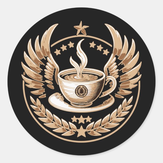 Sticker Rond Commandant du café (Devant)