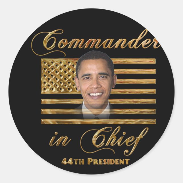 Sticker Rond Commandant en chef, Barack Obama (Devant)