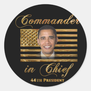 Sticker Rond Commandant en chef, Barack Obama