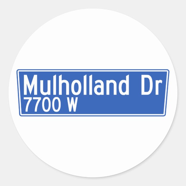 Sticker Rond Commande de Mulholland, Los Angeles, plaque de rue (Devant)