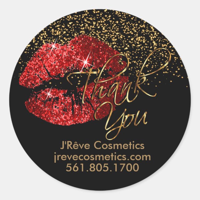 Sticker Rond Commande personnalisée - Rouge Parties scintillant (Devant)
