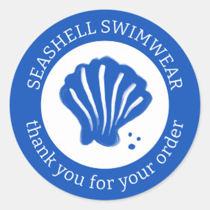 Sticker Rond COMMANDER MERCI Seashell Beach Bleu Blanc PERSONNA