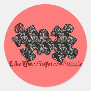 Sticker Rond Comme deux pièces d'un puzzle