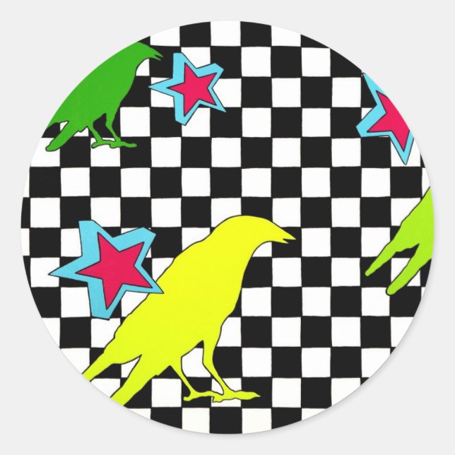 Sticker Rond "Comme le corbeau vole" (Devant)