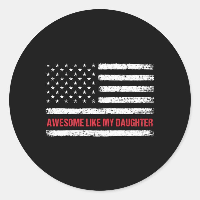 Sticker Rond Comme Ma Fille Drapeau Usa Drapeau 4 juillet Pare (Devant)
