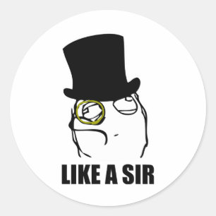 Sticker Rond Comme monsieur Monocle Rage Face Meme