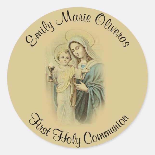 Sticker Rond Commémoration catholique de la première communion (Devant)