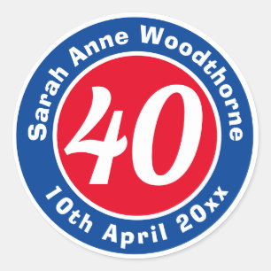 Sticker Rond Commémoration d'anniversaire avec le nom, l'âge