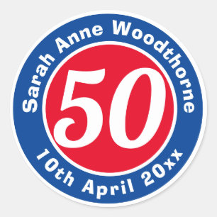 Sticker Rond Commémoration d'anniversaire avec le nom, l'âge et