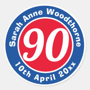 Sticker Rond Commémoration d'anniversaire avec le nom, l'âge et