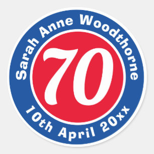 Sticker Rond Commémoration d'anniversaire avec le nom, l'âge et