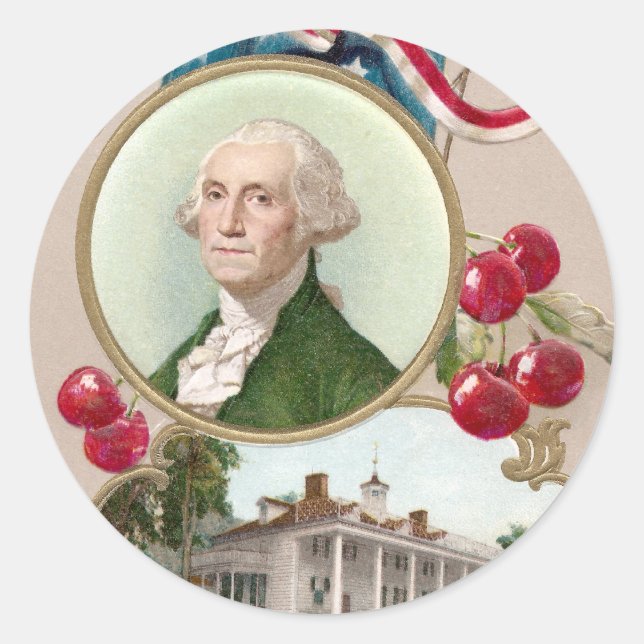 Sticker Rond Commémoration de George Washington (Devant)