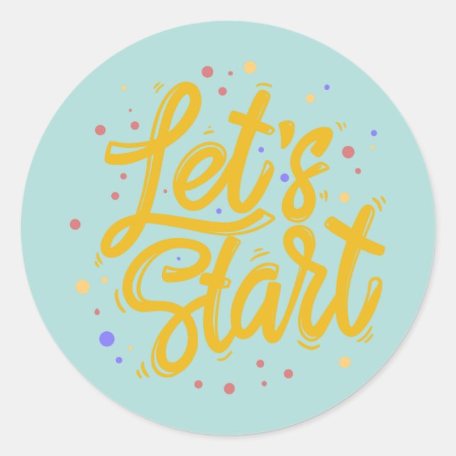 Sticker Rond Commençons le journal des puces motivationnelles (Devant)