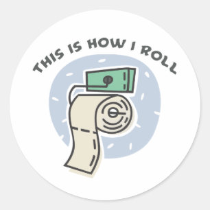 Sticker Rond Comment faire rouler (Papier toilette)