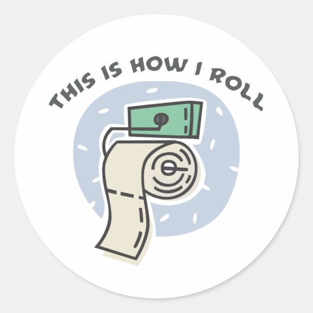 Sticker Rond Comment faire rouler (Papier toilette) (Devant)