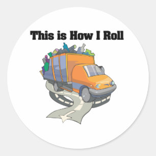 Sticker Rond Comment je marche (camion à ordures)