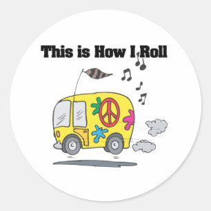 Sticker Rond Comment je roule (Hippie Van)