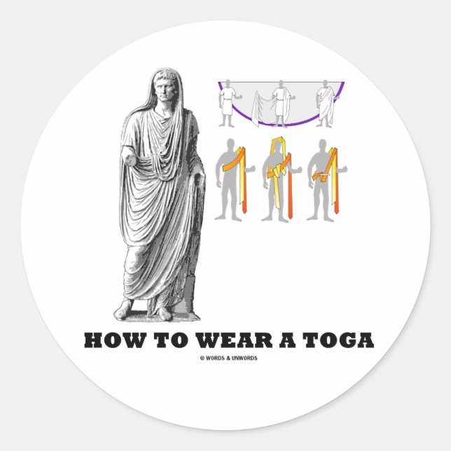 Sticker Rond Comment Porter Un Toga (Instructions Sur Les Vêtem (Devant)