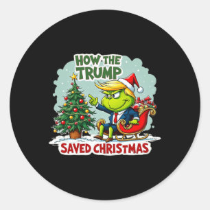 Sticker Rond Comment Trump a sauvé Noël Drôle Trump Christma