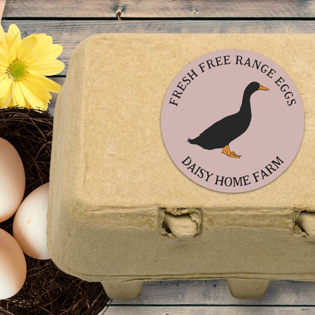 Sticker Rond Commerce des oeufs de canard frais (Fresh Free range duck eggs personalized small business name stickers)