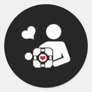 Sticker Rond Companion Cube Gaming Portal Nerd Funny Gamer 1