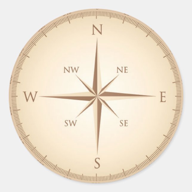 Sticker Rond Compas vintage (Devant)