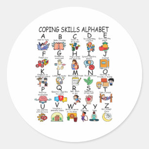 Sticker Rond Compétences d'adaptation en santé Alphabet Enseign