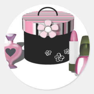 Sticker Rond Composez la fille de cosmétiques