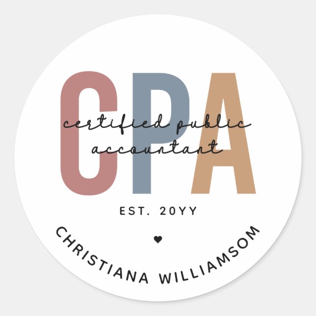 Sticker Rond Comptable Public Certifié CPA Retro (Devant)