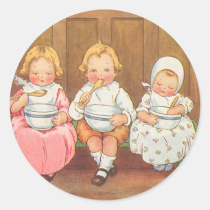 Sticker Rond Comptine traditionnelle pour enfants Pease Porridg