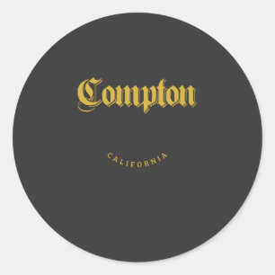 Sticker Rond Compton California Gold