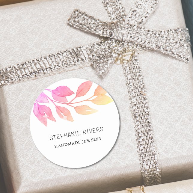 Sticker Rond Concepteur de bijoux rose aquarelle (Créateur téléchargé)