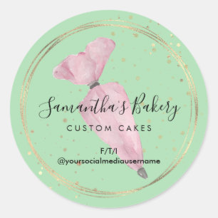 Sticker Rond Concepteur de gâteaux de pâtisserie à pois verts B
