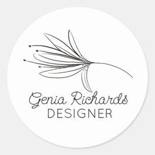 Sticker Rond Concepteur minimaliste de lys botaniques