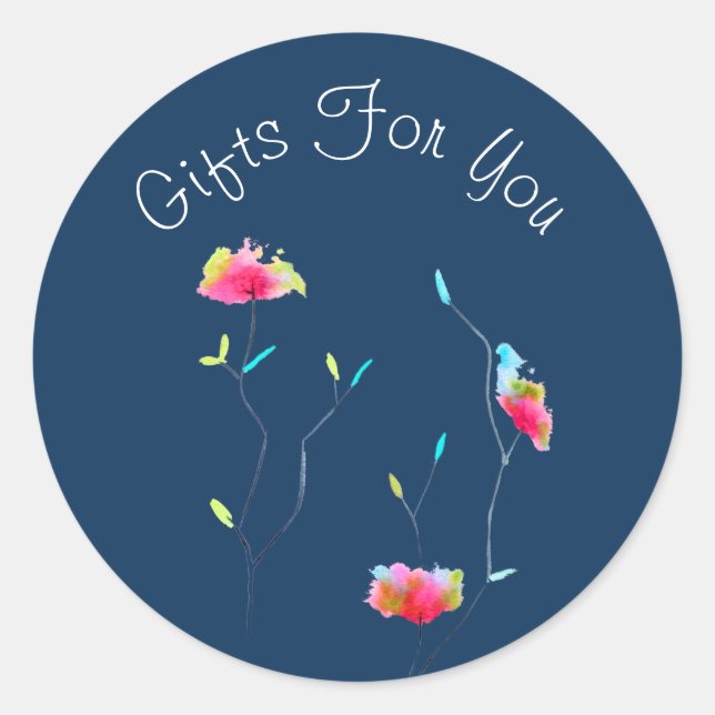 Sticker Rond Conception Abstraite de fleurs Cadeau marque d'ent (Devant)